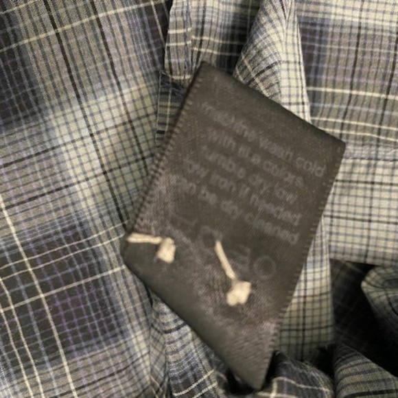 John Varvatos Blue Plaid Button Up Shirt Size XL - Picture 6 of 7